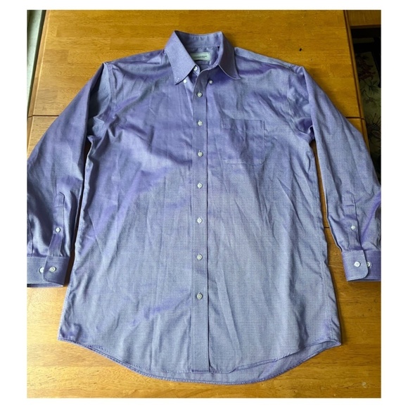 Williams and Kent Cotton Pinpoint Royal Oxford Shirt Purple Litmus Color, Size L - Picture 2 of 10